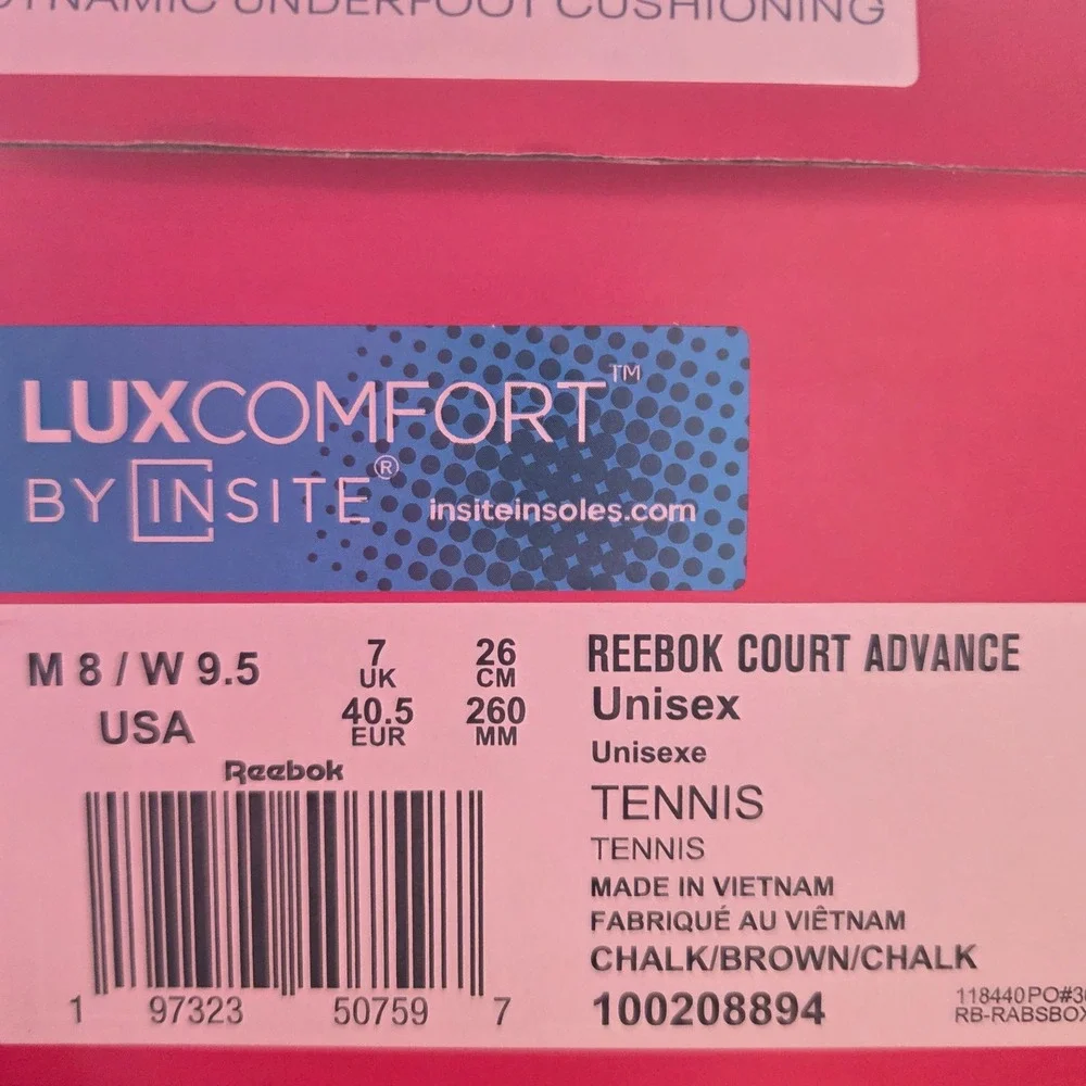 Reebok Court Advance Sneakers Unisex M8 W9.5 White Grey Leather Suede Sporty